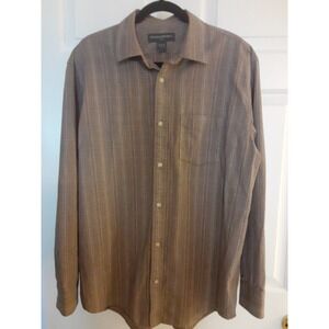 Banana Republic Shirt Mens Brn Button Up Plaid 100% Cotton L Slv  Shirt Size L